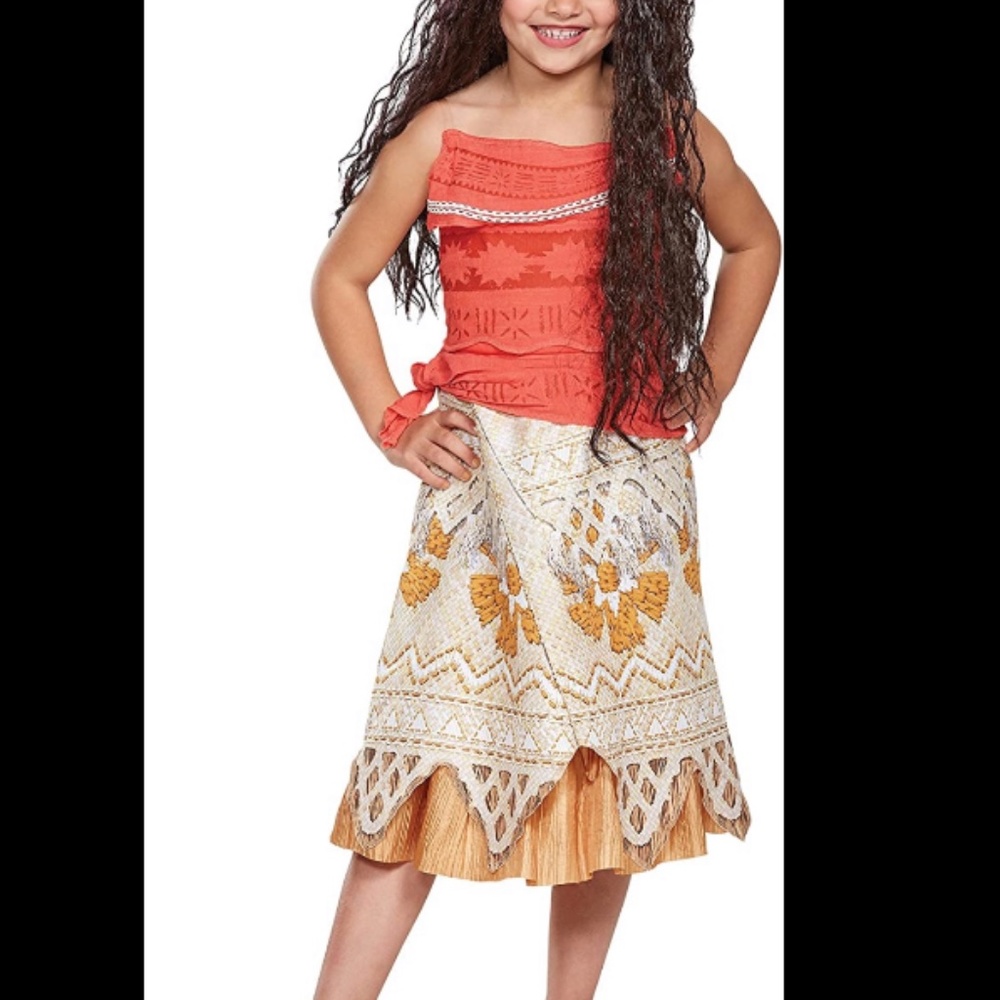 Girls Coral and Cream Moana-Inspired Costume Top and Skirt